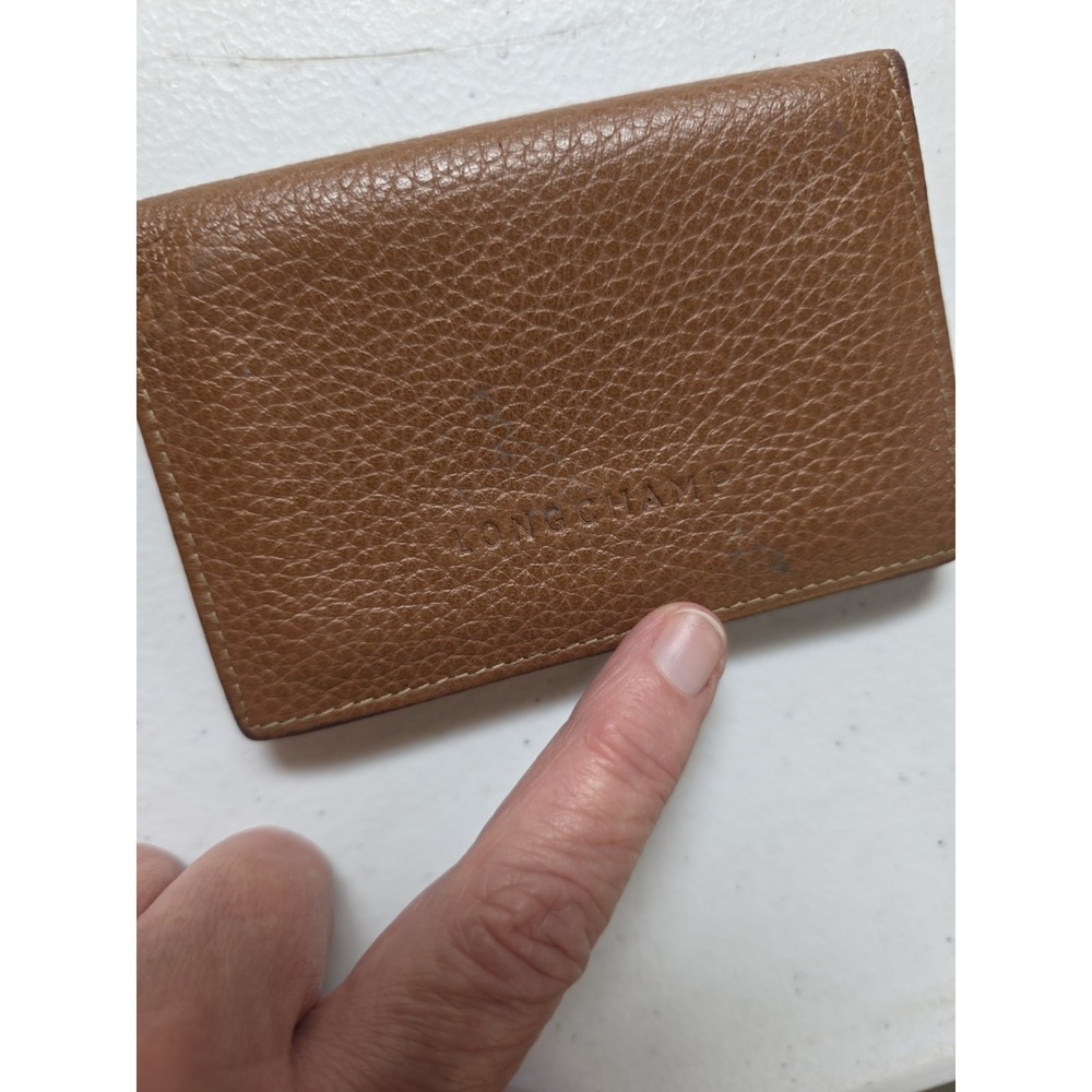 Longchamp Le Foulonne Bifold Card Holder Leather Wallet  Pebbled Brown - Picture 6 of 7